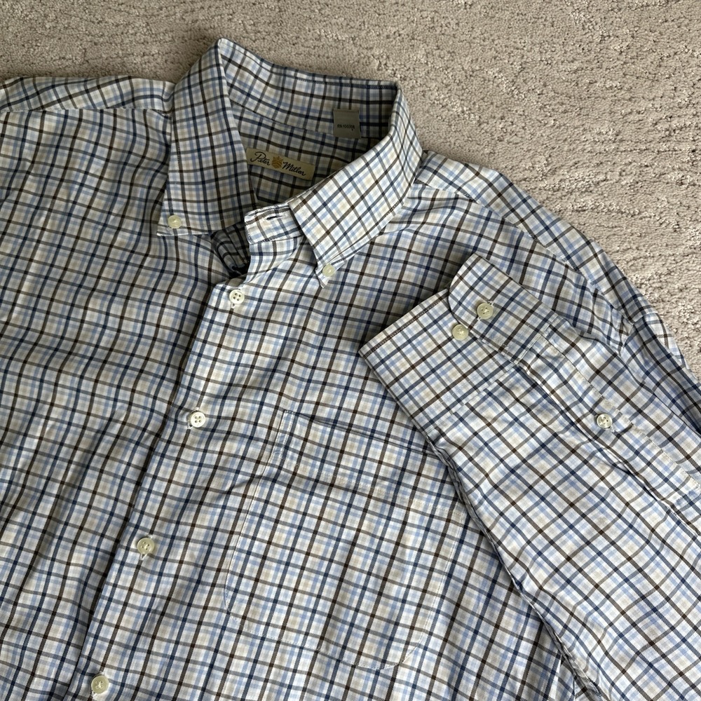 Men's Peter Millar XL Plaid Long Sleeve Button Down‎ Shirt